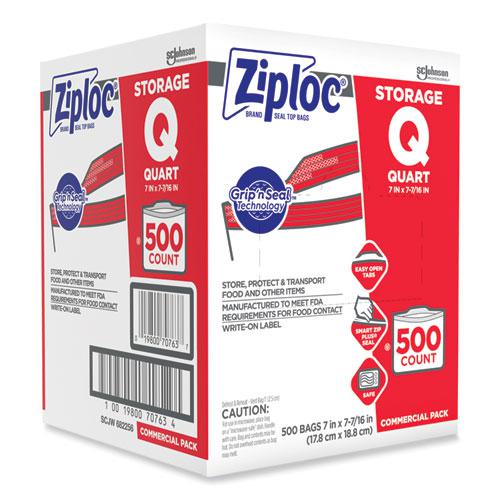 Double Zipper Storage Bags, 1 qt, 1.75 mil, 7" x 7.75", Clear, 500/Box. Picture 2