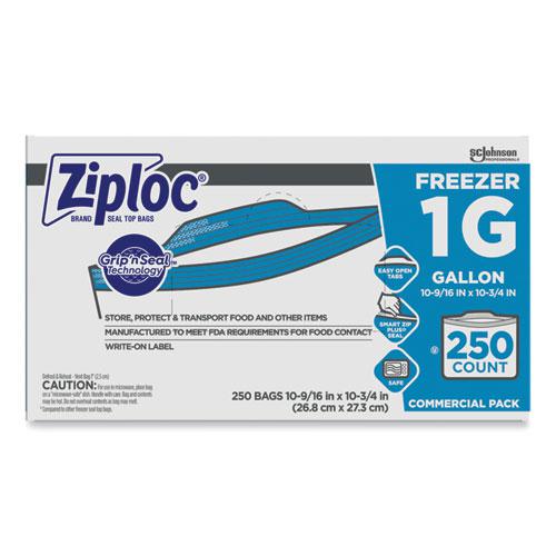 Double Zipper Freezer Bags, 1 gal, 2.7 mil, 10.56" x 10.75", Clear, 250/Carton. Picture 1