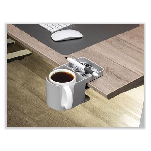 Standing Desk Cup Holder Organizer, Two Sections, 3.94 x 7.04 x 3.54, Gray. Picture 6