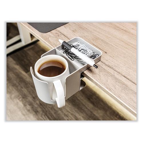 Standing Desk Cup Holder Organizer, Two Sections, 3.94 x 7.04 x 3.54, Gray. Picture 4