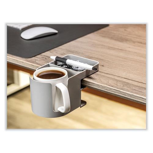 Standing Desk Cup Holder Organizer, Two Sections, 3.94 x 7.04 x 3.54, Gray. Picture 3