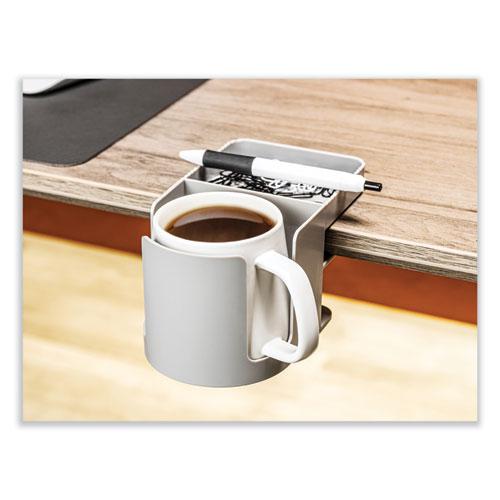 Standing Desk Cup Holder Organizer, Two Sections, 3.94 x 7.04 x 3.54, Gray. Picture 5