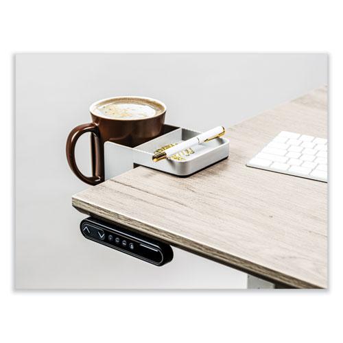 Standing Desk Cup Holder Organizer, Two Sections, 3.94 x 7.04 x 3.54, Gray. Picture 2