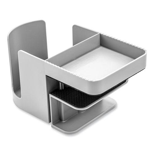 Standing Desk Cup Holder Organizer, Two Sections, 3.94 x 7.04 x 3.54, Gray. Picture 1