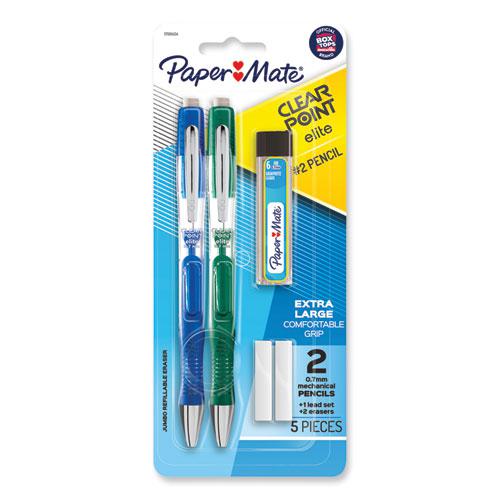 Clearpoint Elite Mechanical Pencils, 0.7 mm, HB (#2), Black Lead, Blue and Green Barrels, 2/Pack. Picture 1