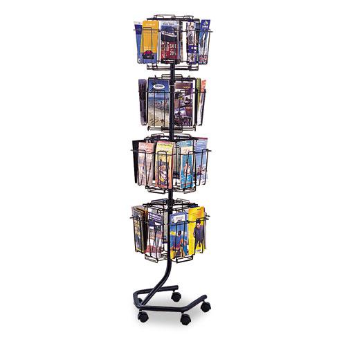 Wire Rotary Display Racks, 32 Compartments, 15w x 15d x 60h, Charcoal. Picture 3
