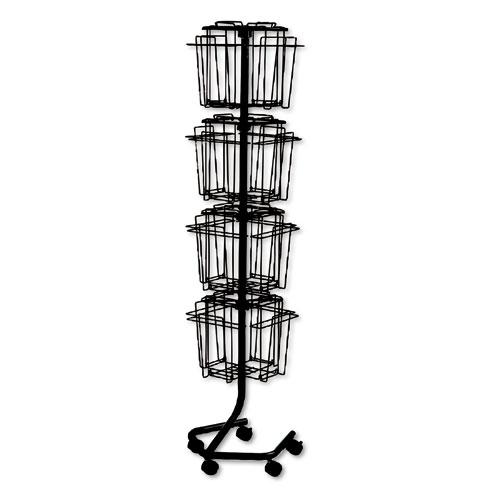 Wire Rotary Display Racks, 16 Compartments, 15w x 15d x 60h, Charcoal. Picture 2