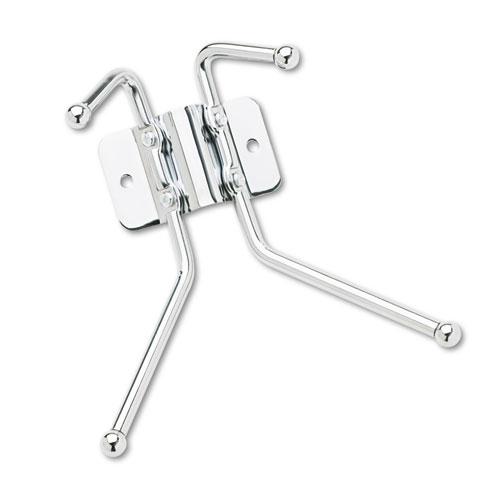 Metal Wall Rack, Two Ball-Tipped Double-Hooks, Metal, 6.5w x 3d x 7h, Chrome. Picture 1
