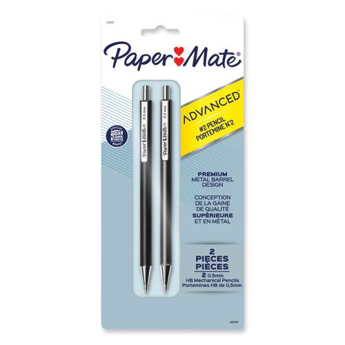 Advanced Mechanical Pencils, 0.5 mm, HB (#2), Black Lead, Black; Gray Barrel, 2/Pack. Picture 1