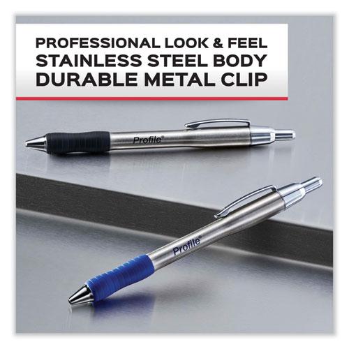 Profile Ballpoint Pen, Retractable, Medium 1 mm, Blue Ink, Blue/Silver Barrel, 2/Pack. Picture 3