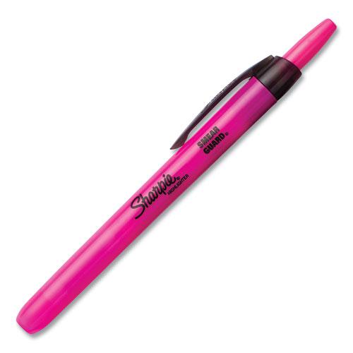 Retractable Highlighters, Fluorescent Pink Ink, Chisel Tip, Pink/Black Barrel, Dozen. Picture 4