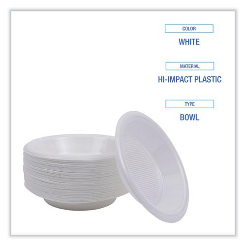Hi-Impact Plastic Dinnerware, Bowl, 10 to 12 oz, White, 1,000/Carton. Picture 4