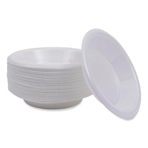 Hi-Impact Plastic Dinnerware, Bowl, 10 to 12 oz, White, 1,000/Carton. Picture 7