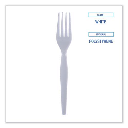Heavyweight Polystyrene Cutlery, Fork, White, 1000/Carton. Picture 3