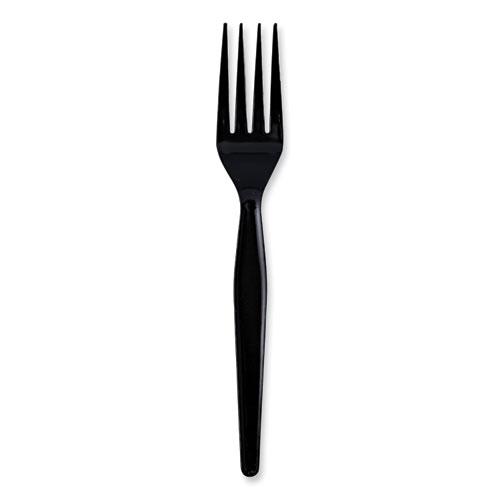 Heavyweight Wrapped Polystyrene Cutlery, Fork, Black, 1,000/Carton. Picture 1