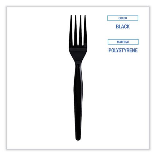 Heavyweight Wrapped Polystyrene Cutlery, Fork, Black, 1,000/Carton. Picture 3