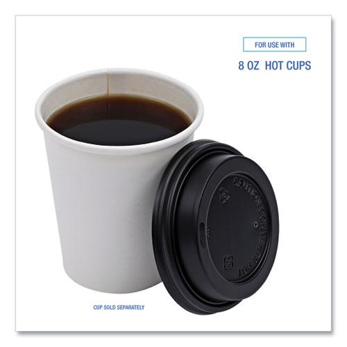 Hot Cup Lids, Fits 8 oz Hot Cups, Black, 1,000/Carton. Picture 4