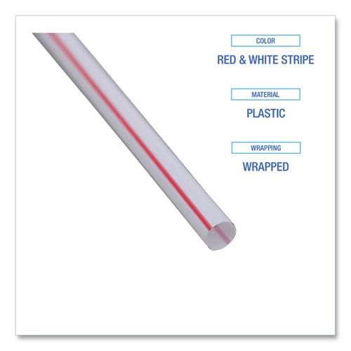 Wrapped Jumbo Straws, 7.75", Plastic, White/Red Stripe, 400/Pack, 25 Packs/Carton. Picture 4