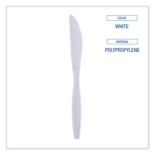 Heavyweight Wrapped Polypropylene Cutlery, Knife, White, 1,000/Carton. Picture 3