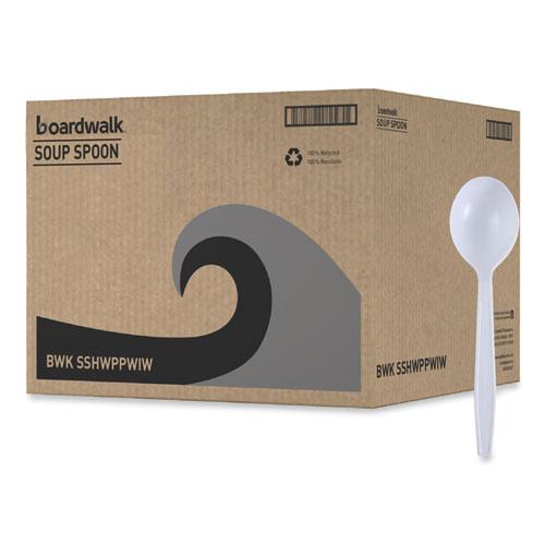 Heavyweight Wrapped Polypropylene Cutlery, Soup Spoon, White, 1,000/Carton. Picture 7