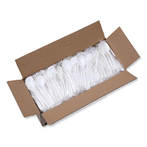 Heavyweight Wrapped Polypropylene Cutlery, Soup Spoon, White, 1,000/Carton. Picture 8