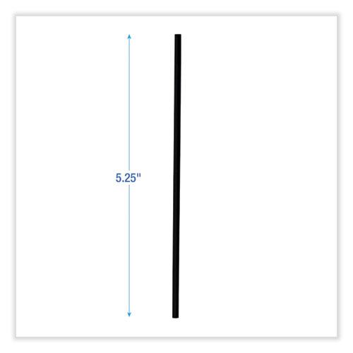 Single-Tube Stir-Straws, 5.25", Polypropylene, Black, 1,000/Pack, 10 Packs/Carton. Picture 2