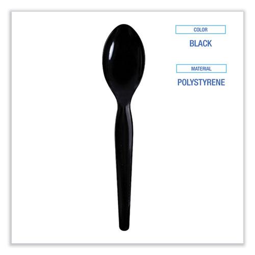 Heavyweight Wrapped Polystyrene Cutlery, Teaspoon, Black, 1,000/Carton. Picture 3