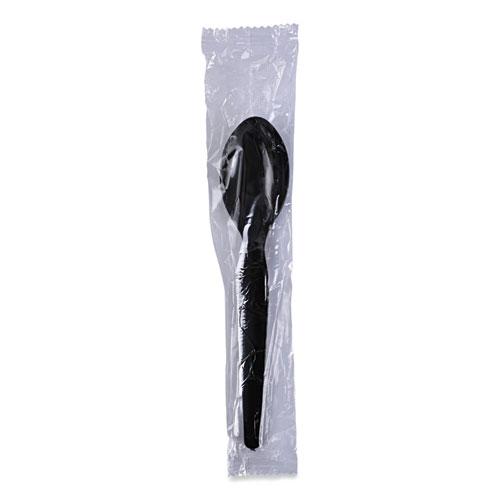 Heavyweight Wrapped Polystyrene Cutlery, Teaspoon, Black, 1,000/Carton. Picture 7