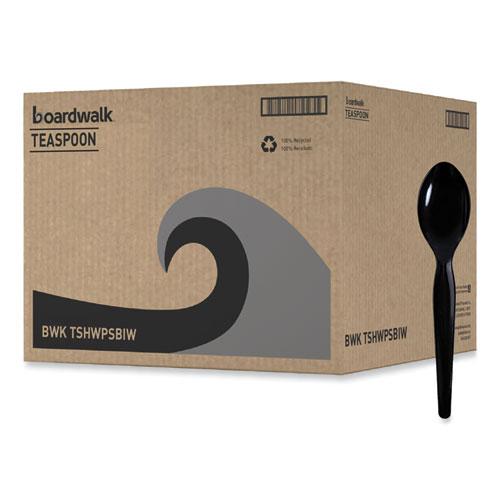 Heavyweight Wrapped Polystyrene Cutlery, Teaspoon, Black, 1,000/Carton. Picture 8