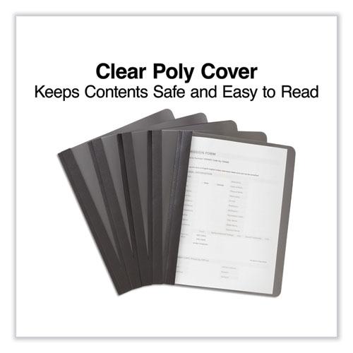 Clear Front Report Cover, Prong Fastener, 0.5" Capacity, 8.5 x 11, Clear/Black, 25/Box. Picture 3