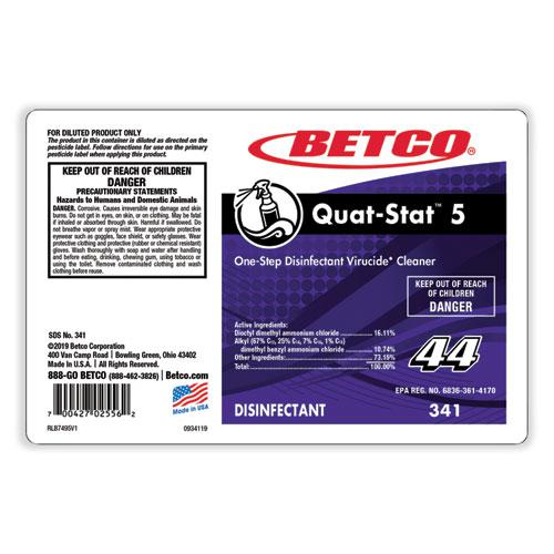 Quat-Stat 5 Disinfectant, Lavender Scent, 2 L Bottle, 4/Carton. Picture 3