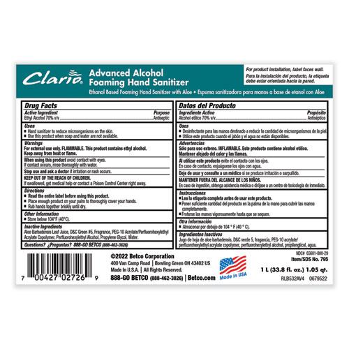 Clario Advanced Alcohol Foaming Sanitizer, 1,000 mL Bag, Citrus, 6/Carton. Picture 3