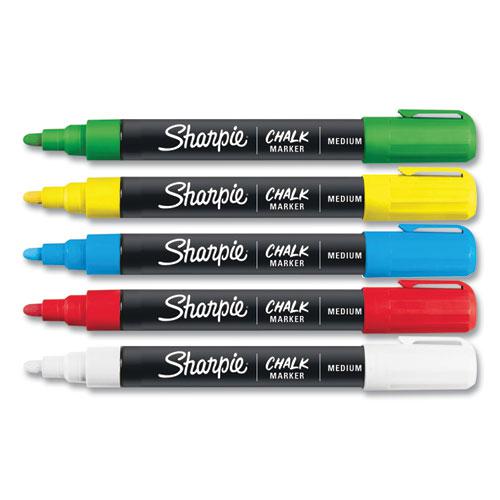 Wet-Erase Chalk Marker, Medium Bullet Tip, Assorted Colors, 5/Pack. Picture 3