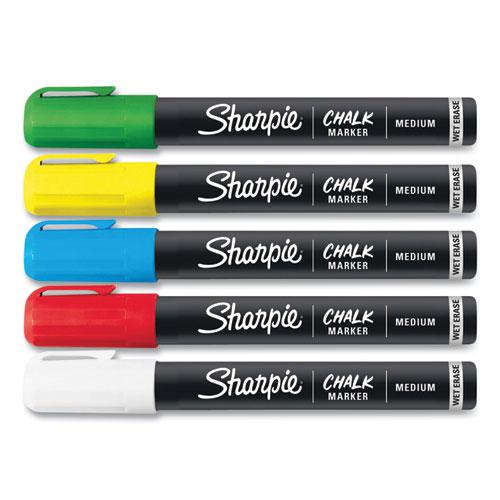 Wet-Erase Chalk Marker, Medium Bullet Tip, Assorted Colors, 5/Pack. Picture 2