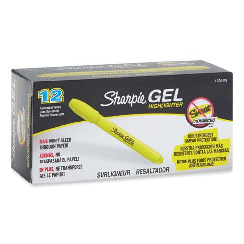 Gel Highlighters, Fluorescent Yellow Ink, Bullet Tip, Yellow Barrel. Picture 3