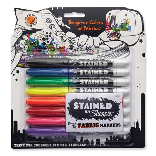 Stained Fabric Markers, Medium Brush Tip, Assorted Colors, 8/Pack. Picture 1
