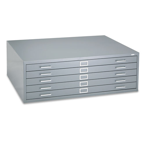 Five-Drawer Steel Flat File, 46½”w x 35½”d x 16½”h, Gray. Picture 1