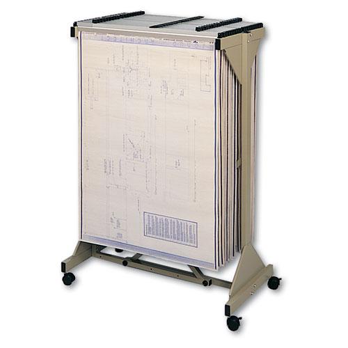 Mobile Plan Center Sheet Rack, 18 Hanging Clamps, 43.75w x 20.5d x 51h, Sand. Picture 2