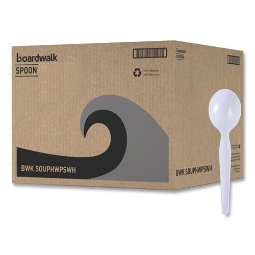 Heavyweight Polystyrene Cutlery, Soup Spoon, White, 1000/Carton. Picture 7