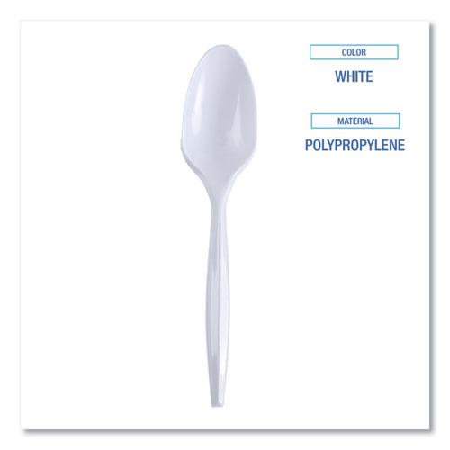 Mediumweight Wrapped Polypropylene Cutlery, Teaspoon, White, 1,000/Carton. Picture 3