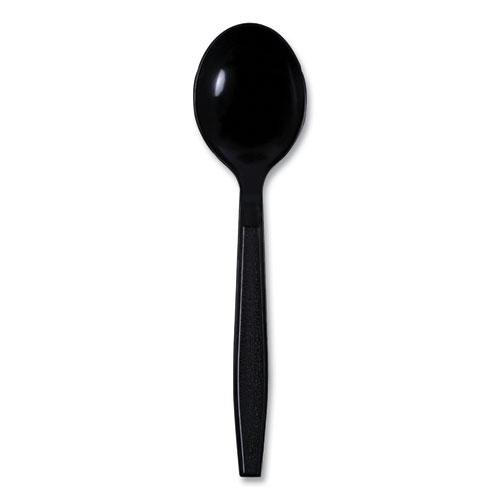 Heavyweight Wrapped Polypropylene Cutlery, Soup Spoon, Black, 1,000/Carton. Picture 1