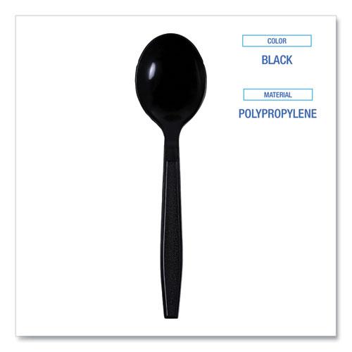 Heavyweight Wrapped Polypropylene Cutlery, Soup Spoon, Black, 1,000/Carton. Picture 3