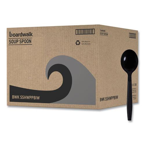 Heavyweight Wrapped Polypropylene Cutlery, Soup Spoon, Black, 1,000/Carton. Picture 7