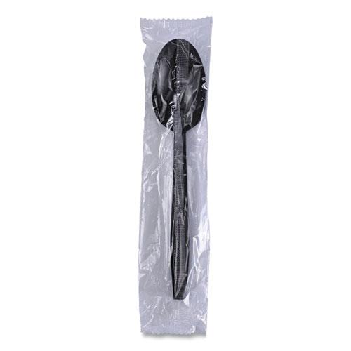 Heavyweight Wrapped Polypropylene Cutlery, Teaspoon, Black, 1,000/Carton. Picture 7