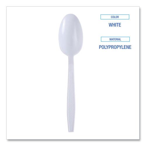 Heavyweight Wrapped Polypropylene Cutlery, Teaspoon, White, 1,000/Carton. Picture 3