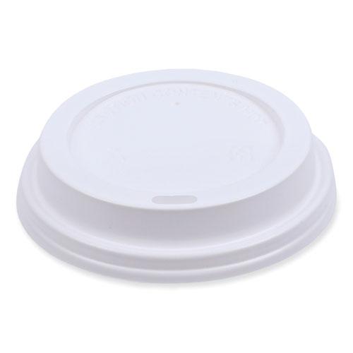 Deerfield Hot Cup Lids, Fits 10 oz to 20 oz Cups, White, Plastic, 50/Pack, 20 Packs/Carton. Picture 1