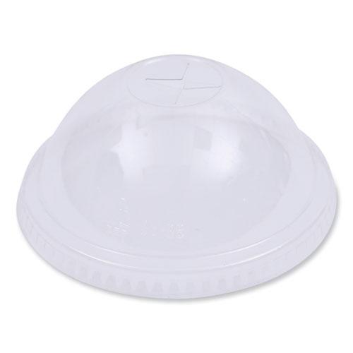 Choice 32 oz. Clear PET Plastic Flat Lid with No Straw Slot - 50/Pack