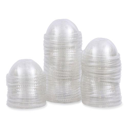 PET Cold Cup Dome Lids, Fits 12 oz Squat and 14 to 24 oz Plastic Cups, Clear, 100 Lids/Sleeve, 10 Sleeves/Carton. Picture 9