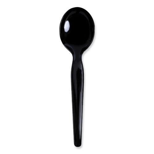 Heavyweight Polystyrene Cutlery, Soup Spoon, Black, 1000/Carton. Picture 1