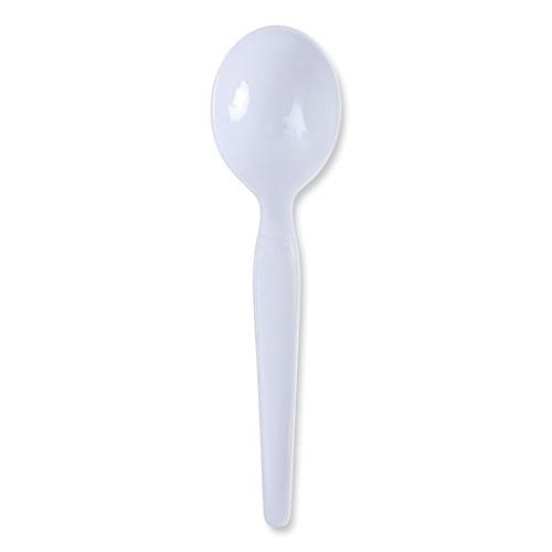 Heavyweight Polystyrene Cutlery, Soup Spoon, White, 1000/Carton. Picture 1